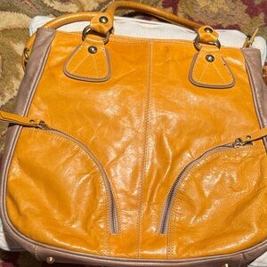 Stylish Orange and Tan Shoulder Bag